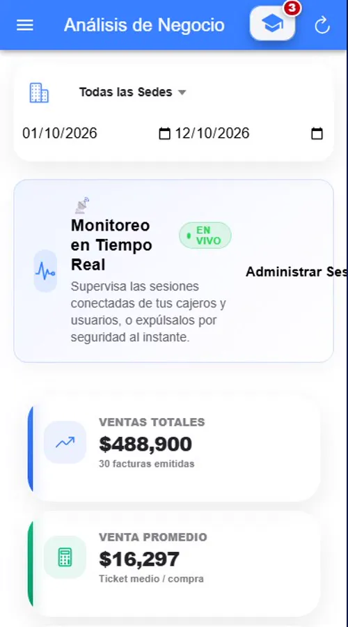 El mismo panel de análisis visto en un celular