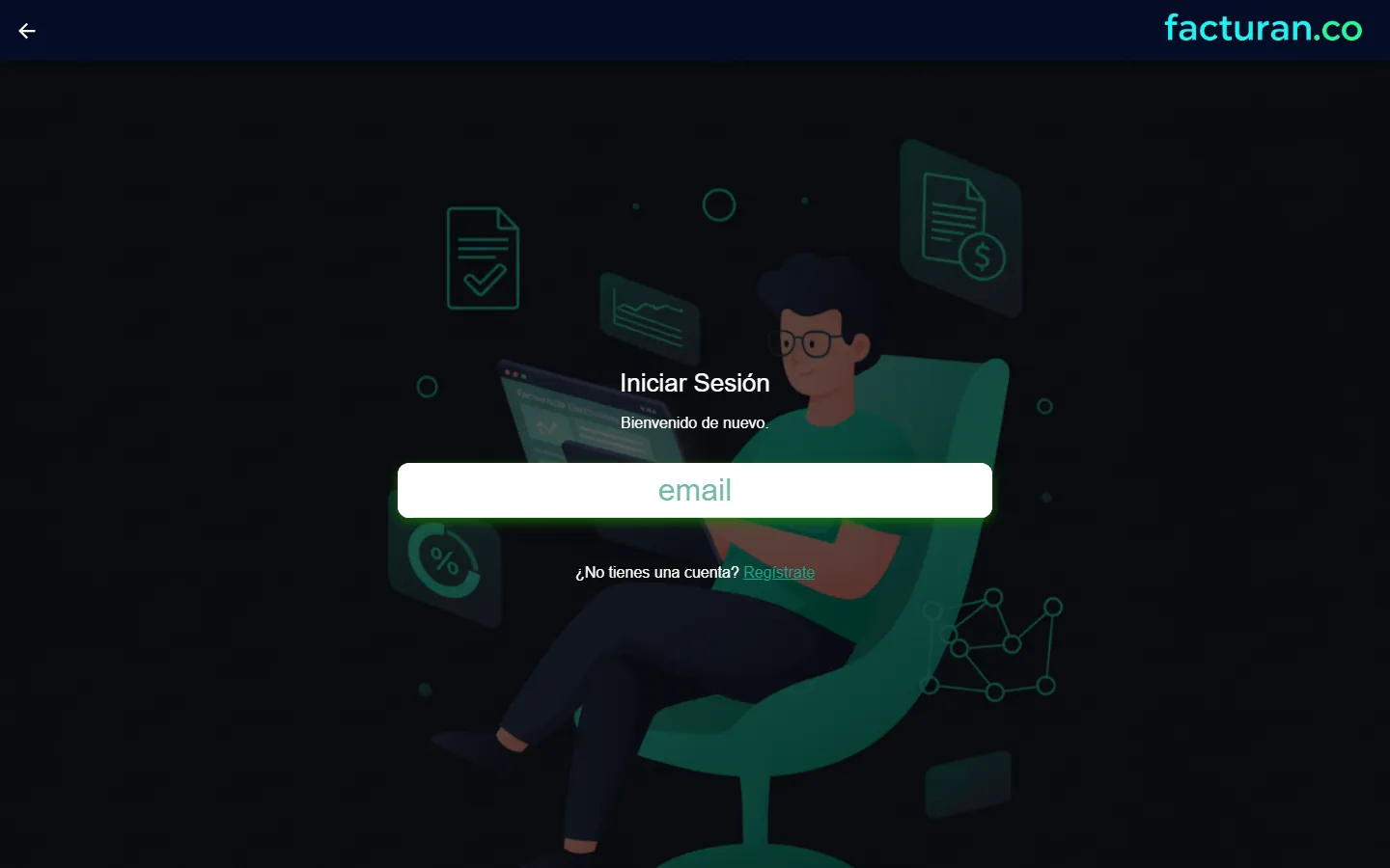Pantalla de inicio de sesión de Facturan.co