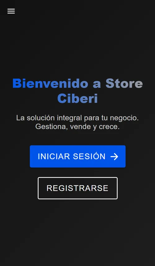 Pantalla de inicio de Ciberi Store en un celular
